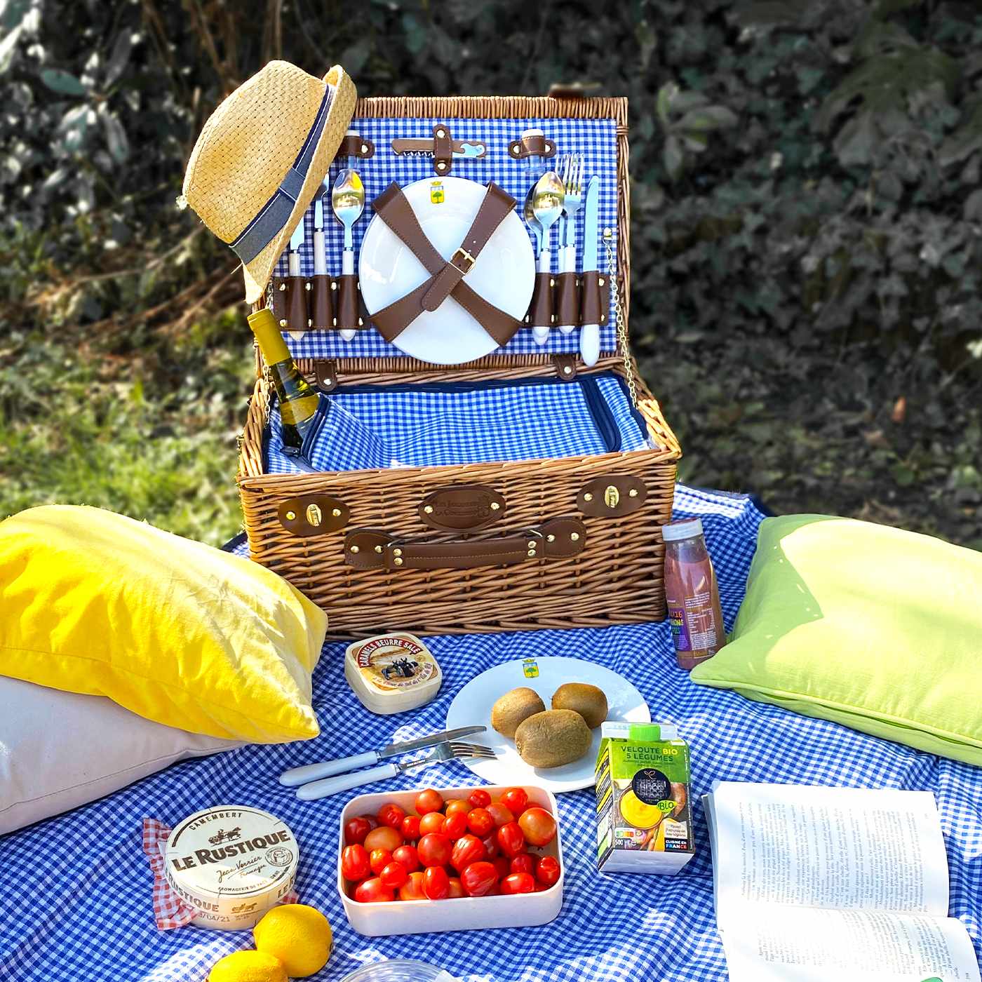 Cestino da picnic Marly vichy blu - 4 persone