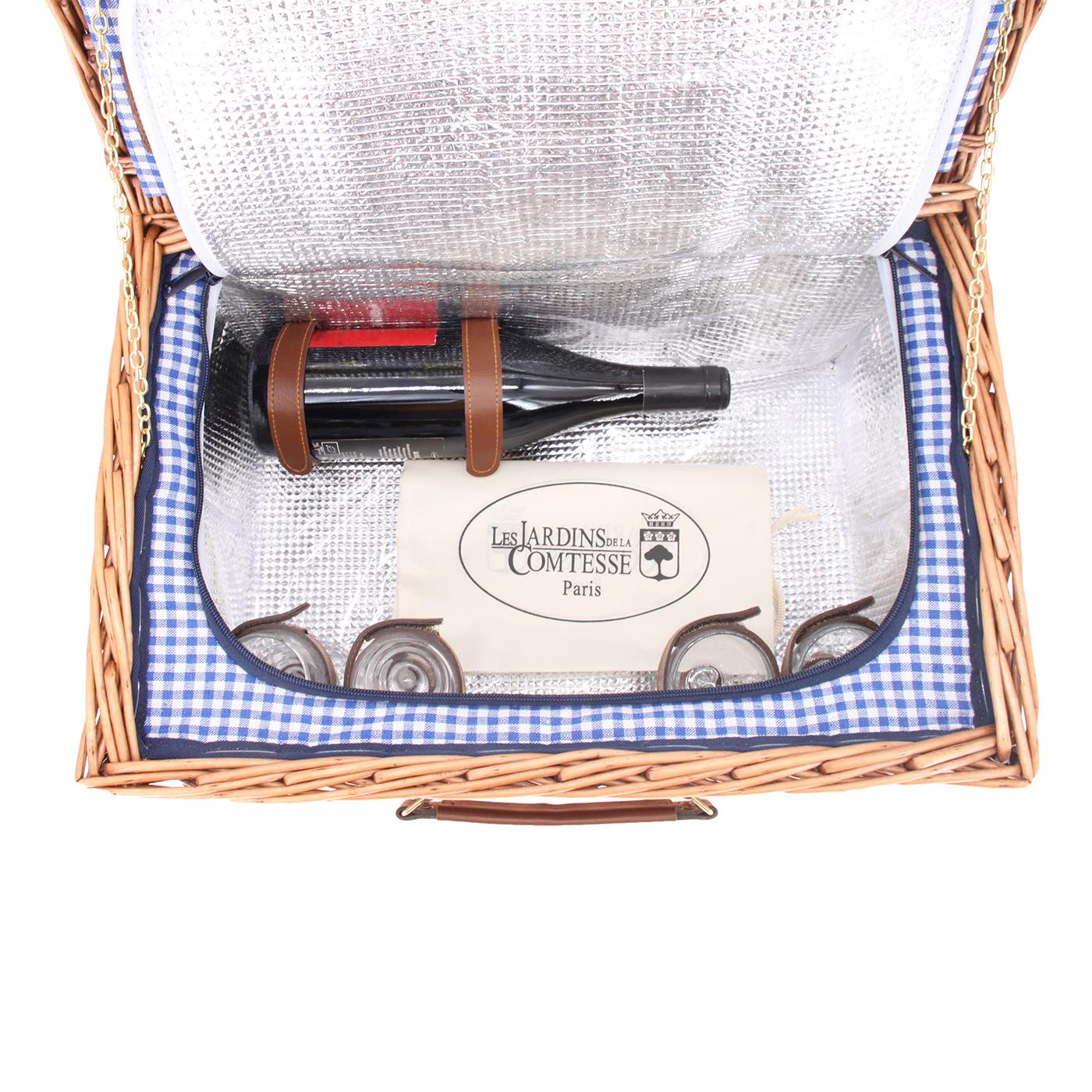 Cestino da picnic Marly vichy blu - 4 persone