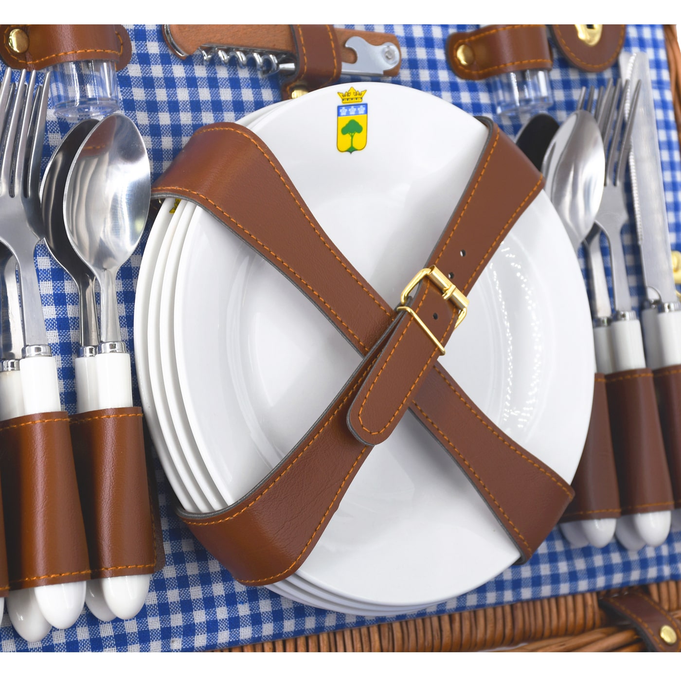 Cestino da picnic Marly vichy blu - 4 persone