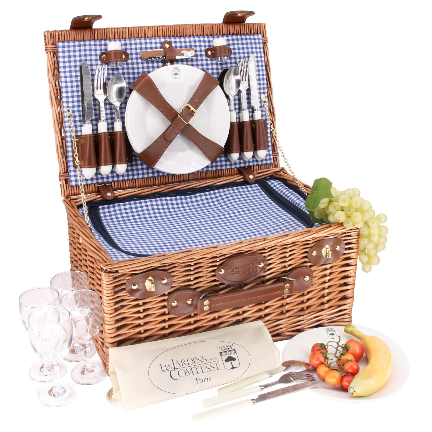 Cestino da picnic Marly vichy blu - 4 persone