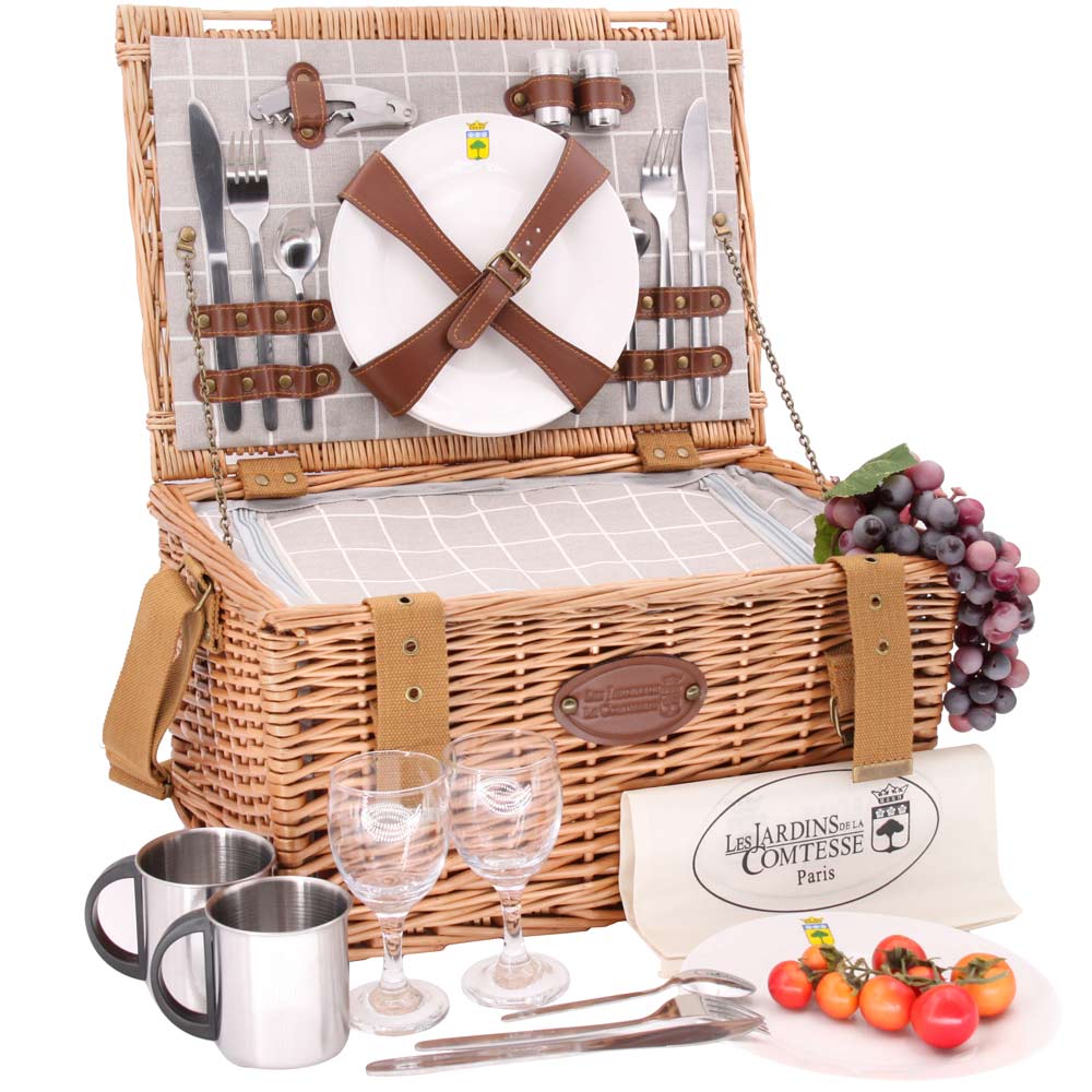 Picnic Time Cestino da Picnic in Vimini con Servizio Deluxe per Due Persone Picnic Time Cestino da Picnic in Vimini con Servizio Deluxe per Due Persone
