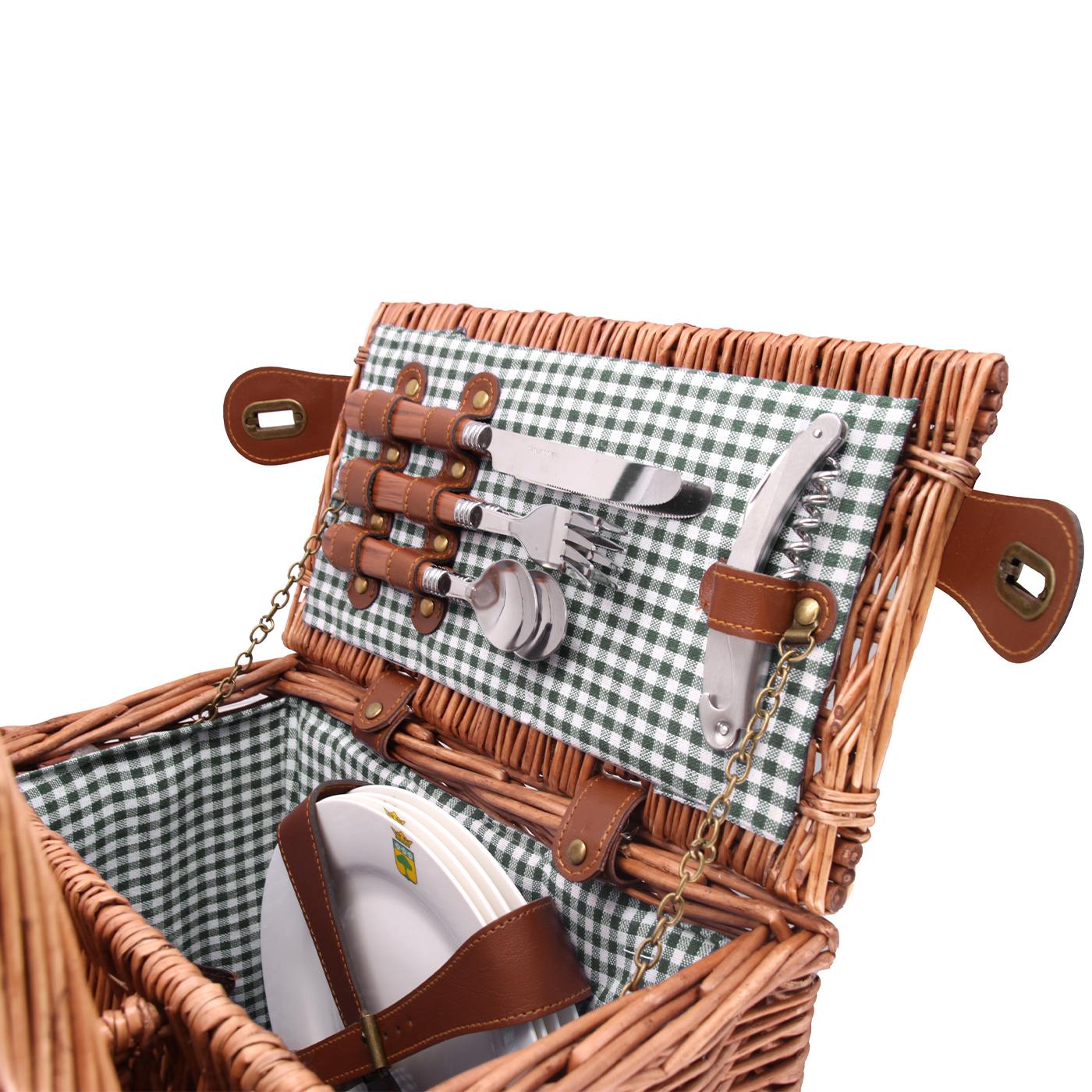 Cestino da picnic di vinimi Saint-Germain vichy verde - 4 persone
