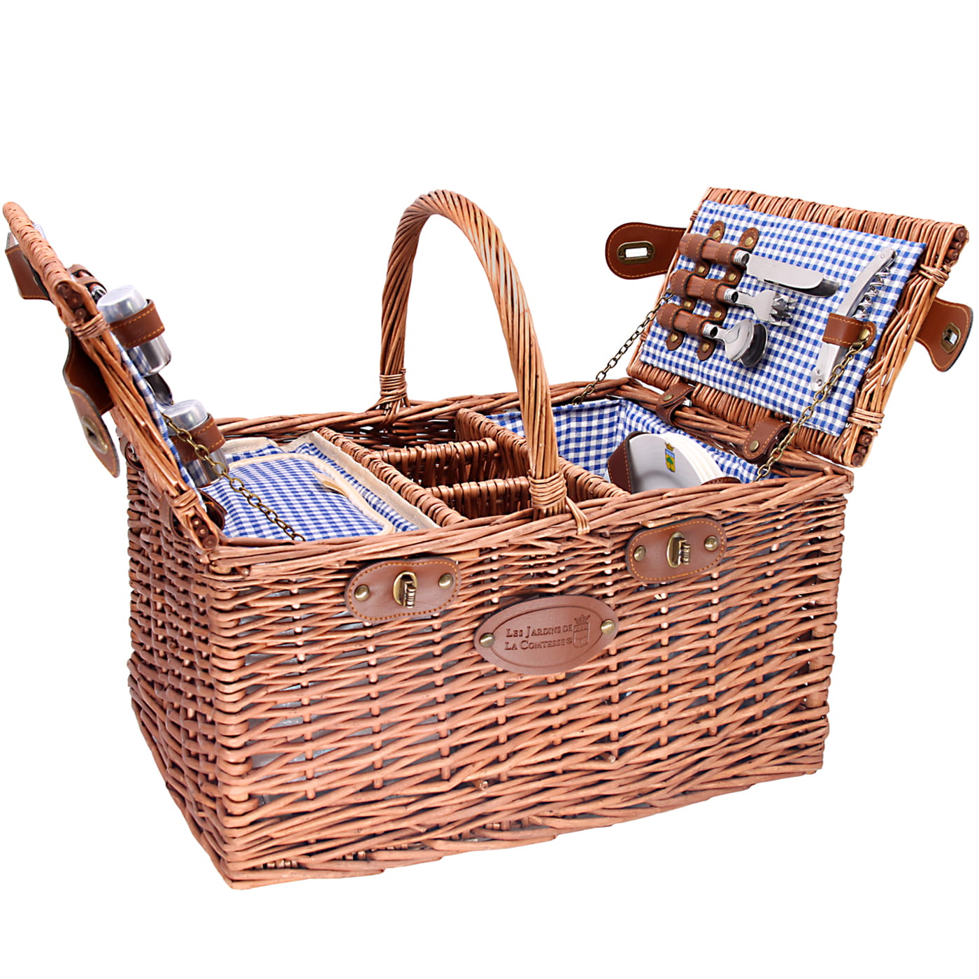 Cestino da picnic di vinimi Saint Germain vichy blu - 4 persone