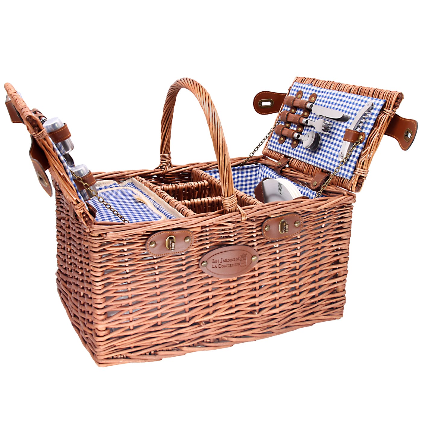 Cestino da picnic di vinimi Saint Germain vichy blu - 4 persone