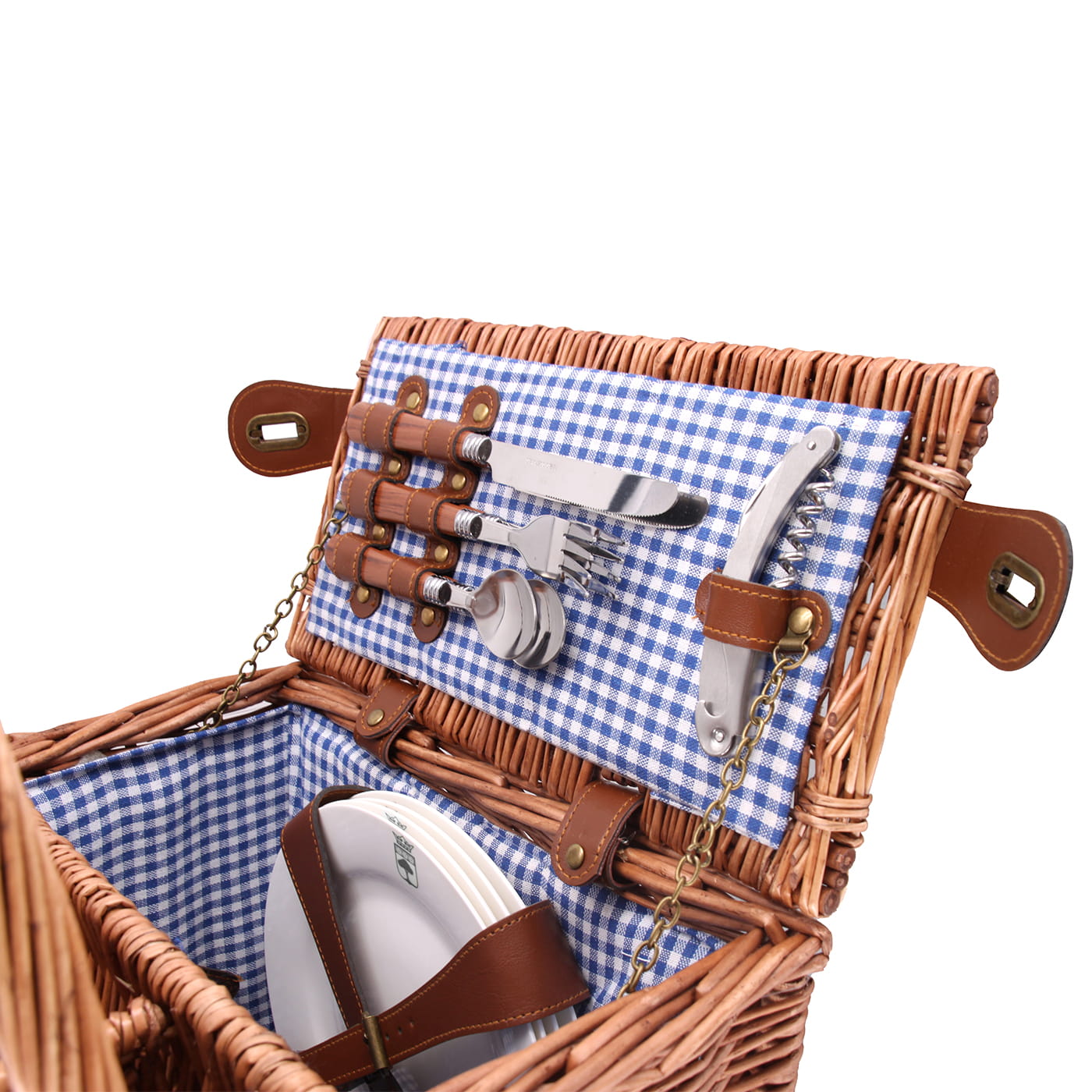 Cestino da picnic di vinimi Saint Germain vichy blu - 4 persone