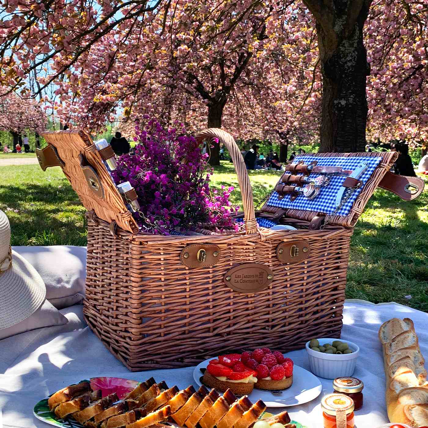 Cestino da picnic di vinimi Saint Germain vichy blu - 4 persone