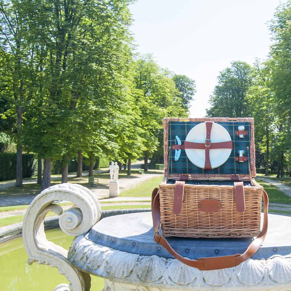 Cestino da picnic in cuoio Trianon verde - 2 persone