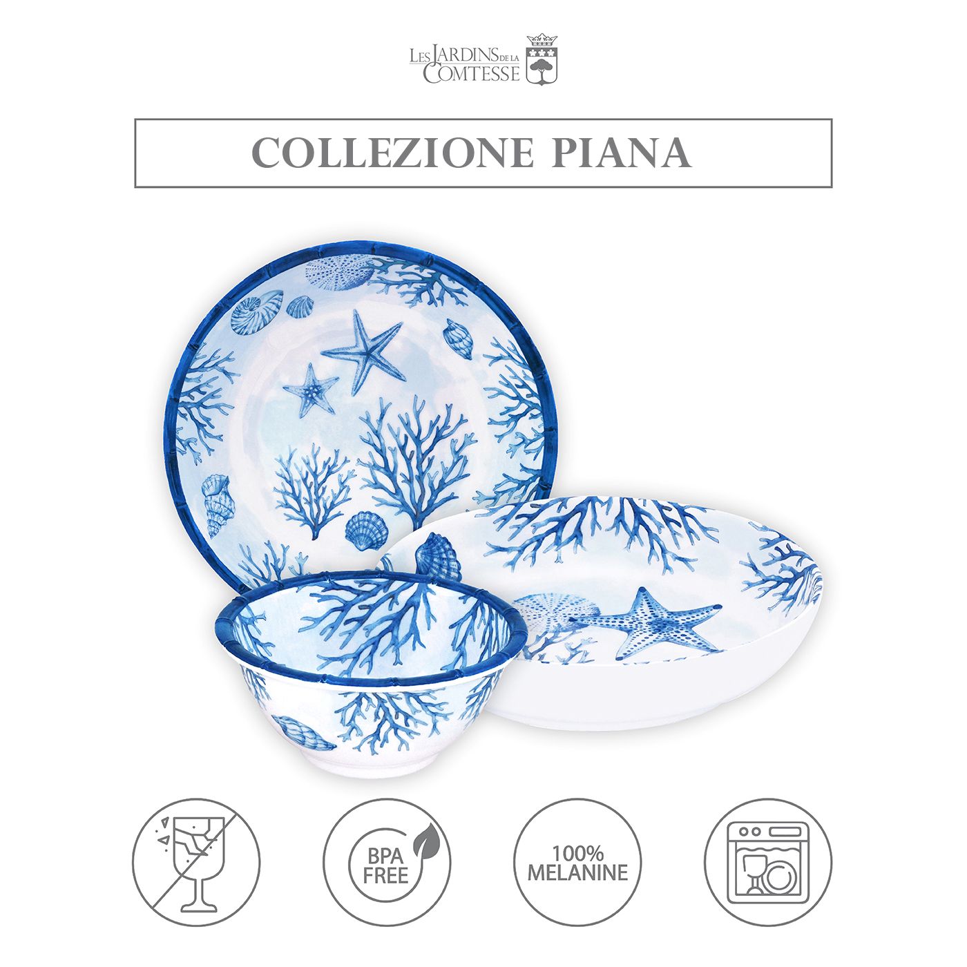 Piatto fondo grande in melamina corallo - 23 cm