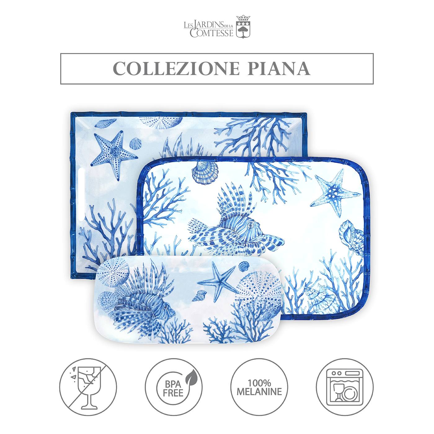 Piatto lungo rettangolare in melamina corallo - 37,5 cm