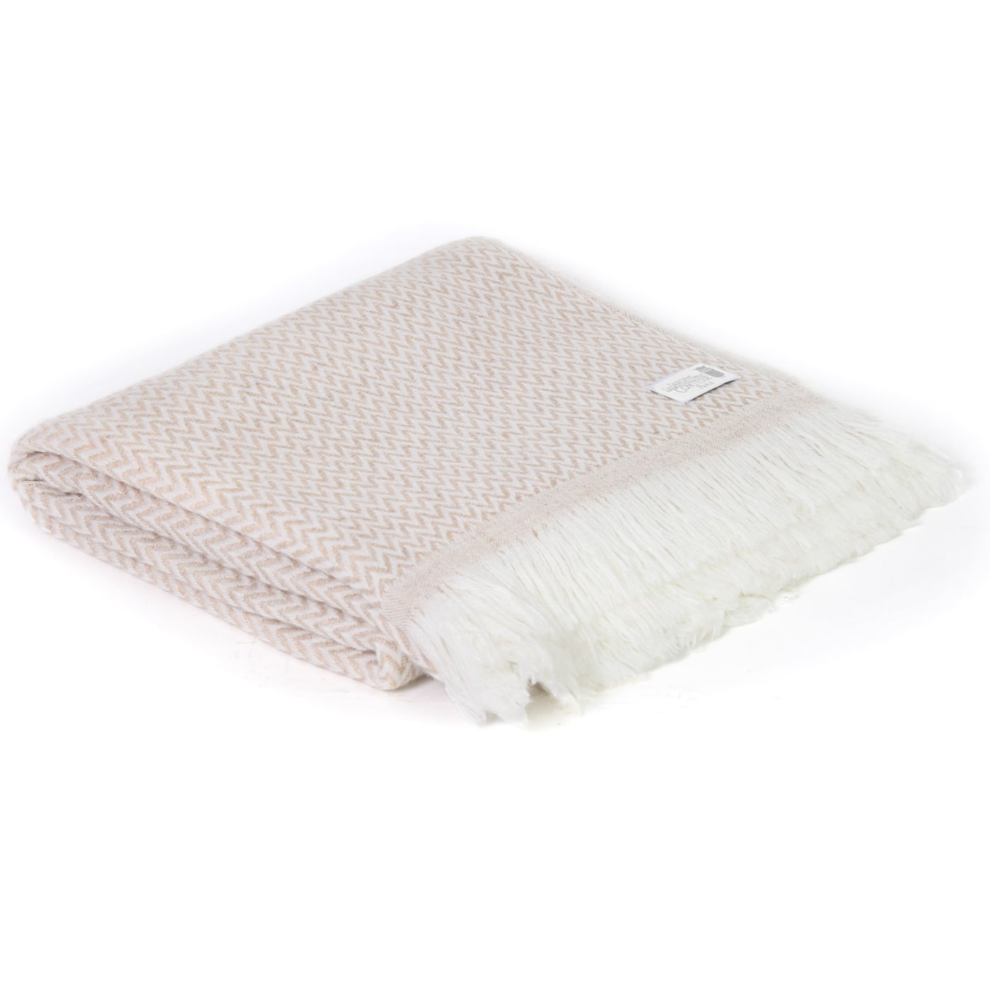Plaid leggero cashmere e lana motive chevron cammello - 130 x 230 cm