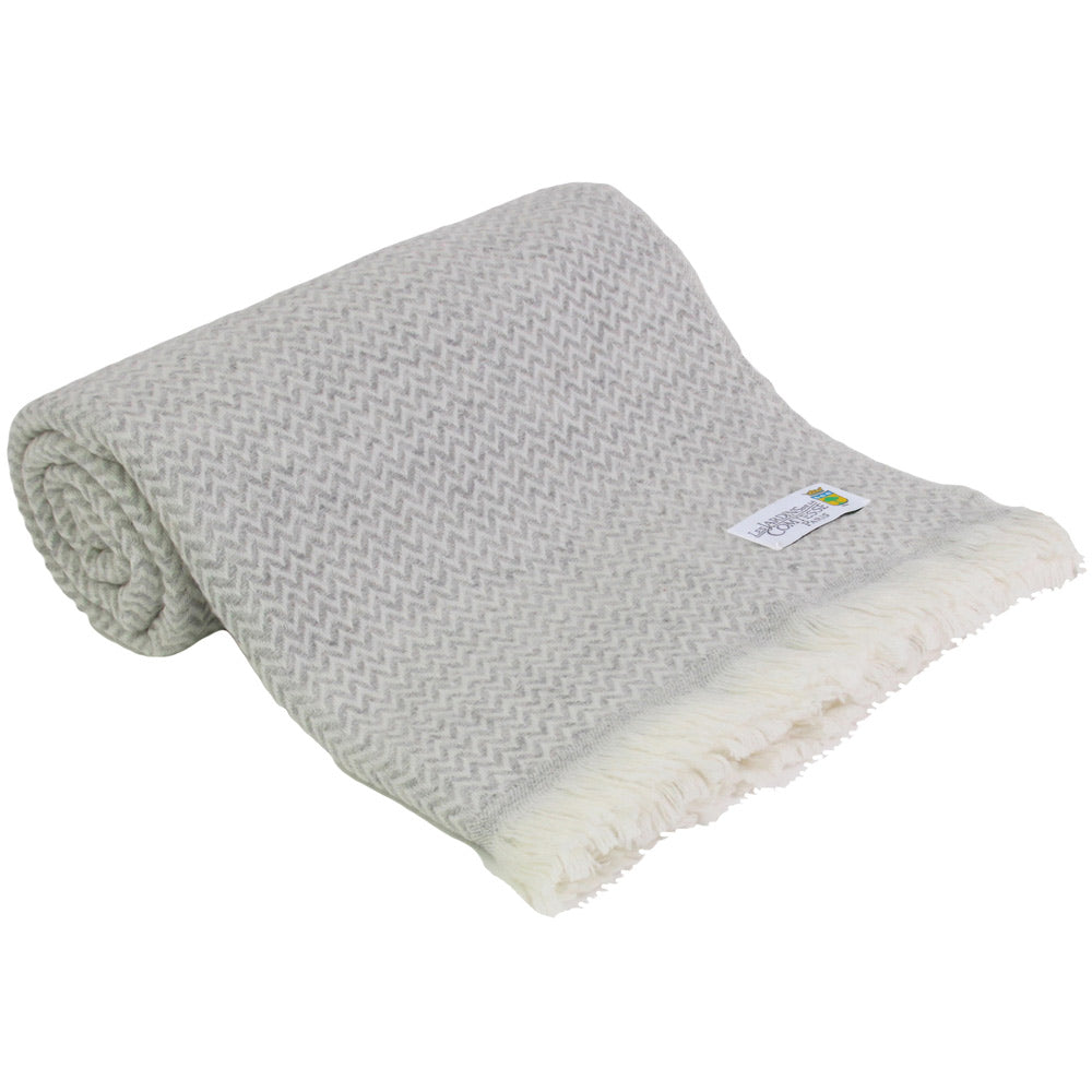 Plaid leggero cachemire e lana motive chevron grigio - 130 x 230 cm