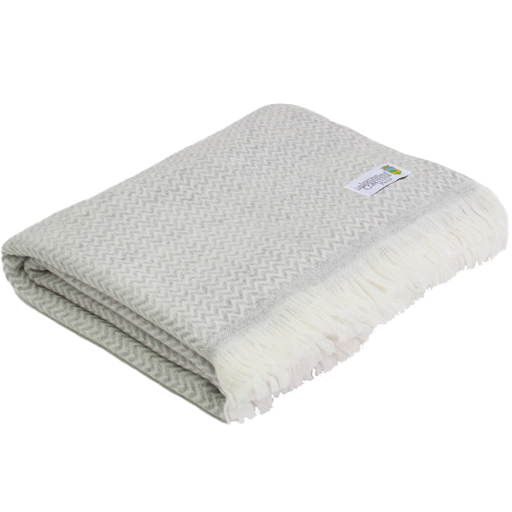 Plaid leggero cachemire e lana motive chevron grigio - 130 x 230 cm