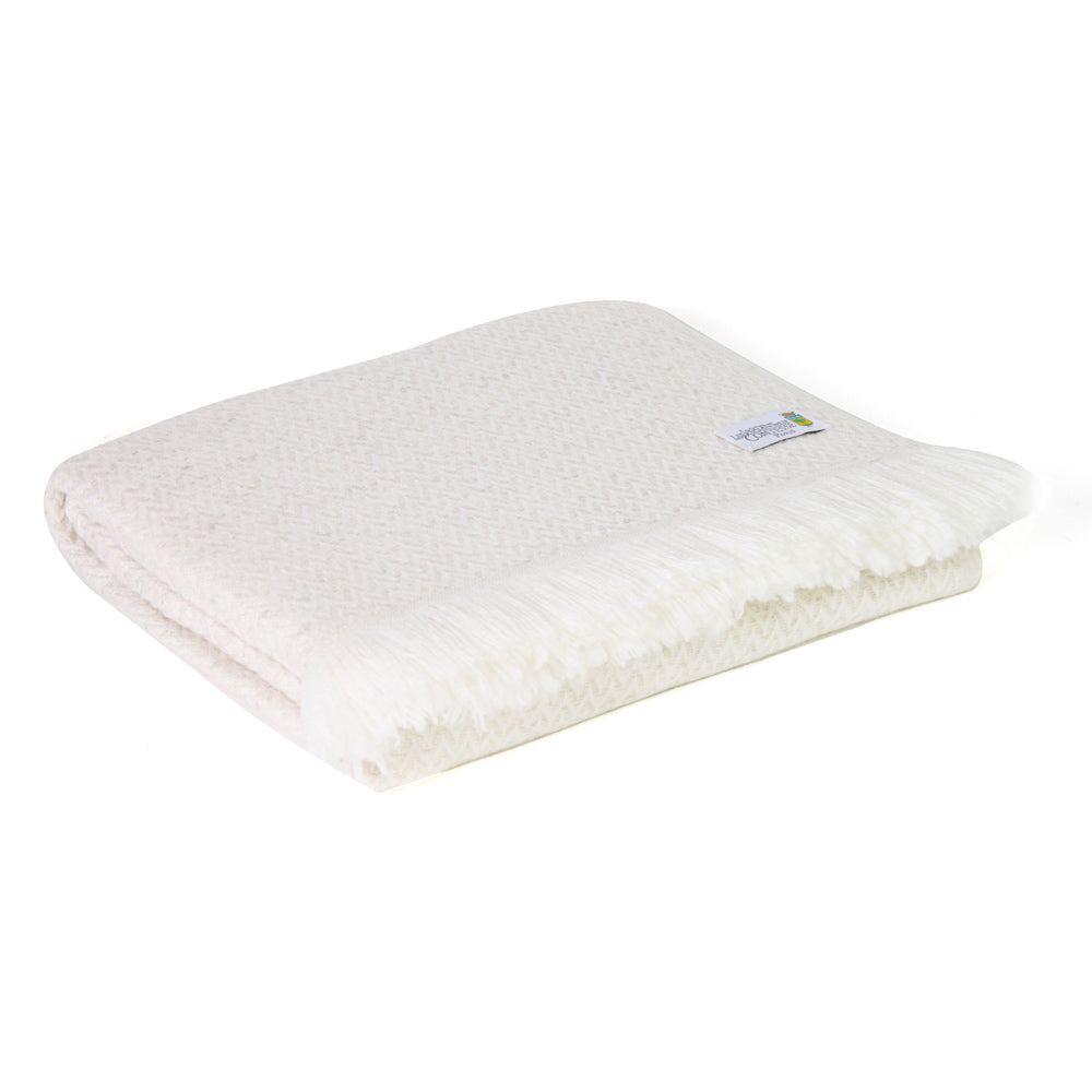 Plaid leggero cashmere e lana chevron Beige Mandorla - 130 x 230 cm