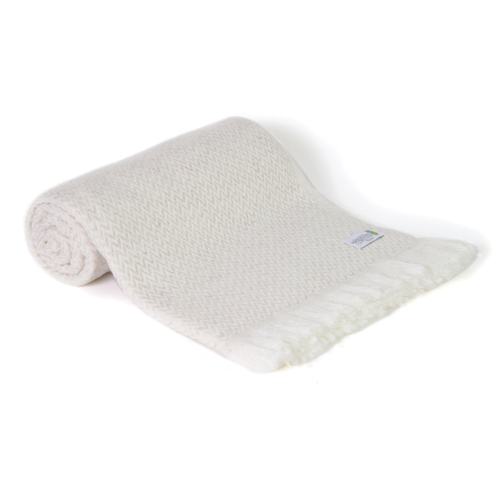 Plaid leggero cashmere e lana chevron Beige Mandorla - 130 x 230 cm