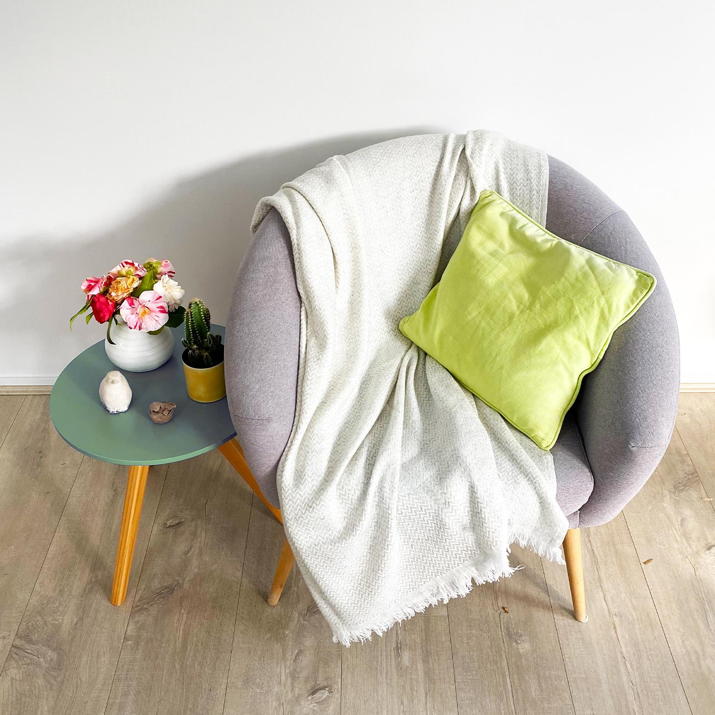 Plaid leggero cashmere e lana chevron Beige Mandorla - 130 x 230 cm