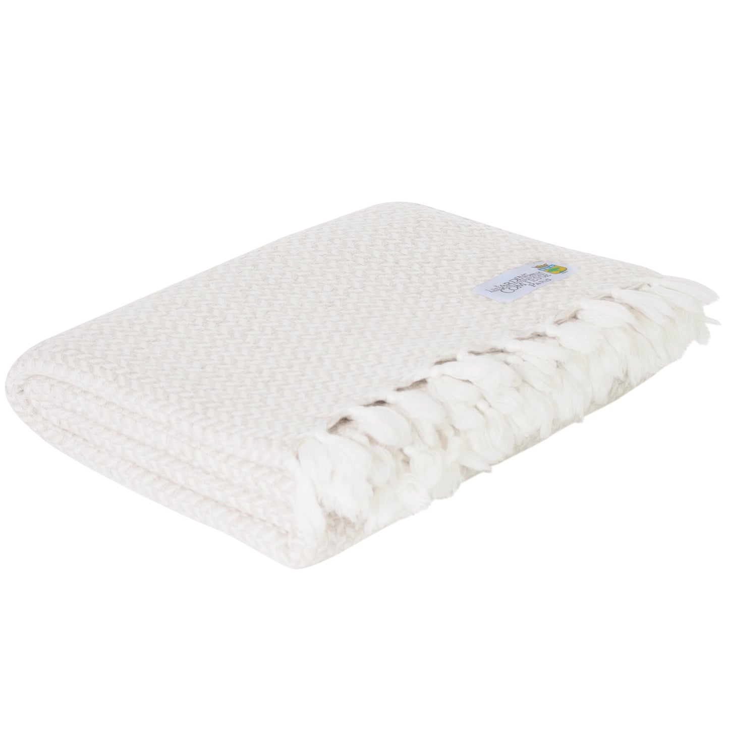 Plaid comfort cashmere e lana, motivo chevron piccolo avorio - 130 x 230 cm