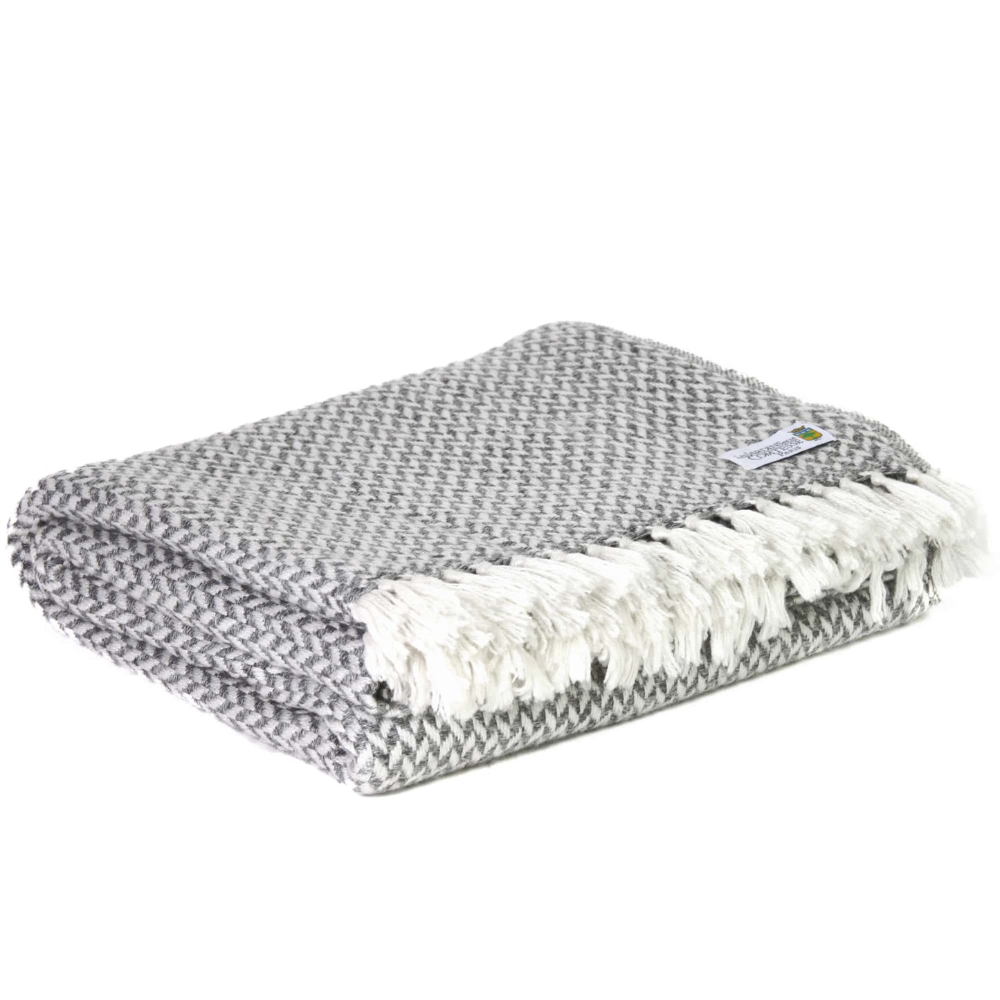 Plaid comfort cashmere e lana, motivo chevron piccolo Grigio Topo