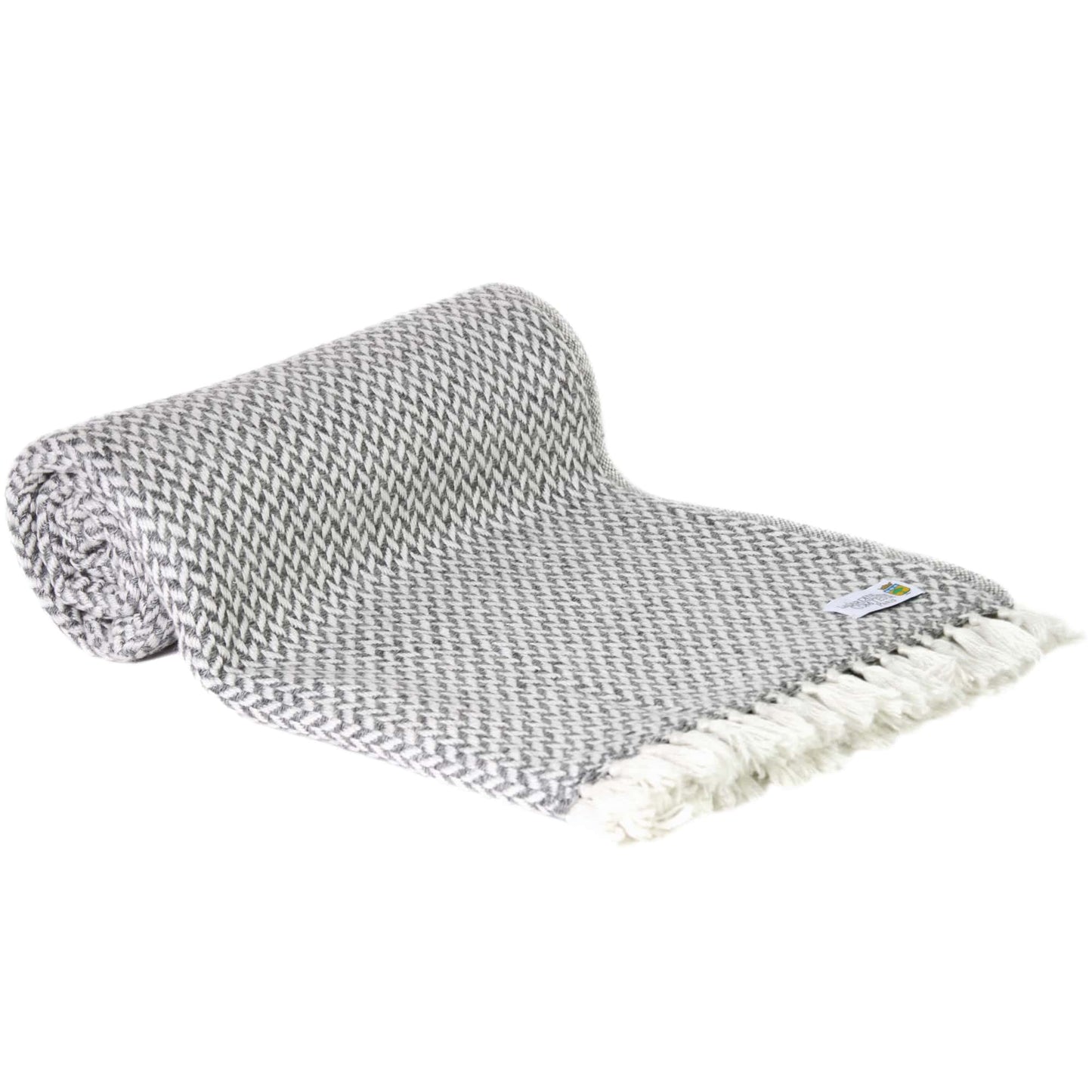 Plaid comfort cashmere e lana, motivo chevron piccolo Grigio Topo