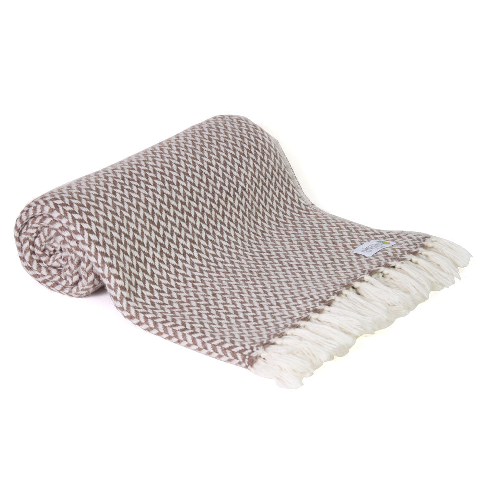 Plaid comfort cashmere e lana, motivo chevron piccolo Marrone Glassato