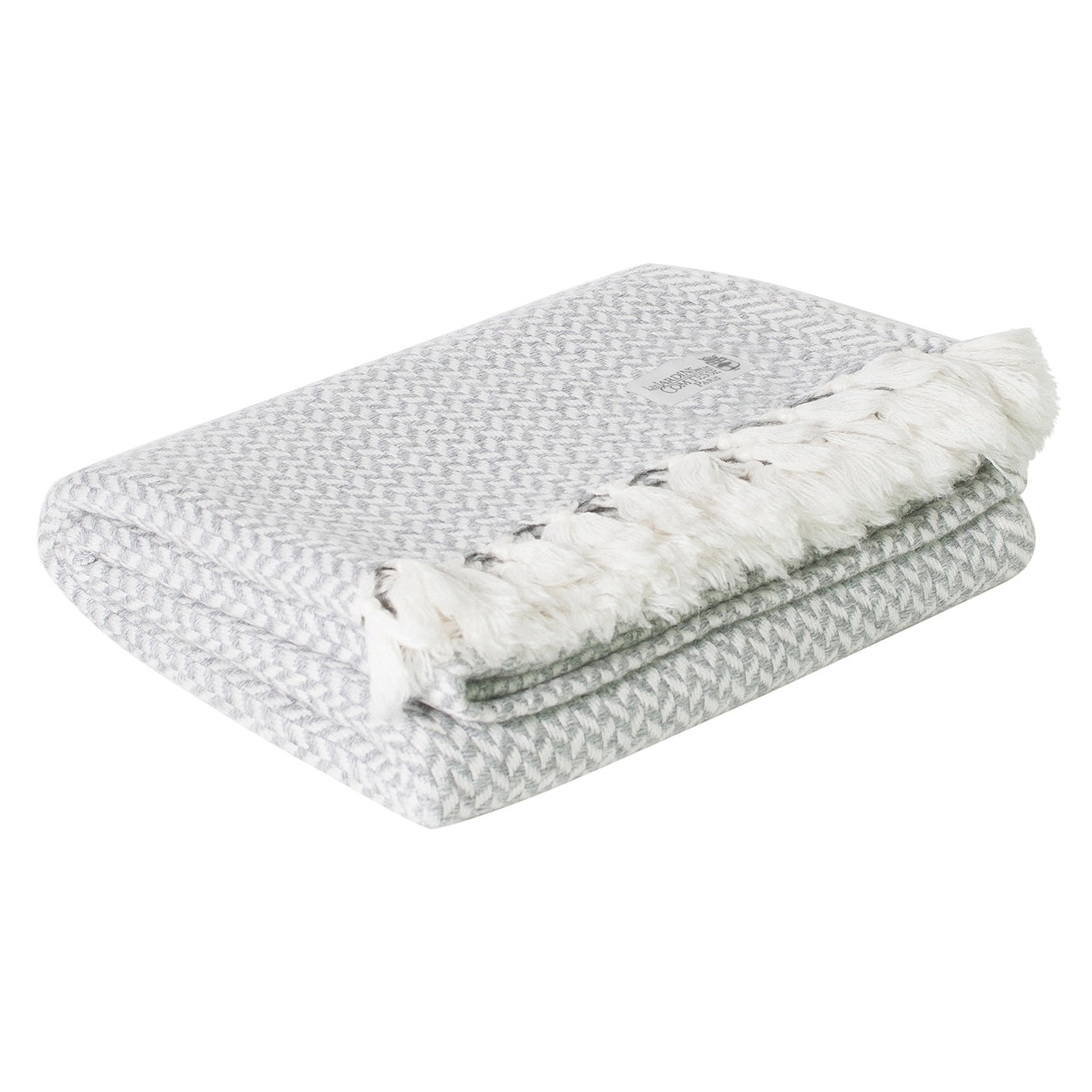 Plaid comfort cashmere e lana, motivo chevron piccolo grigio / avorio - 130 x 230 cm