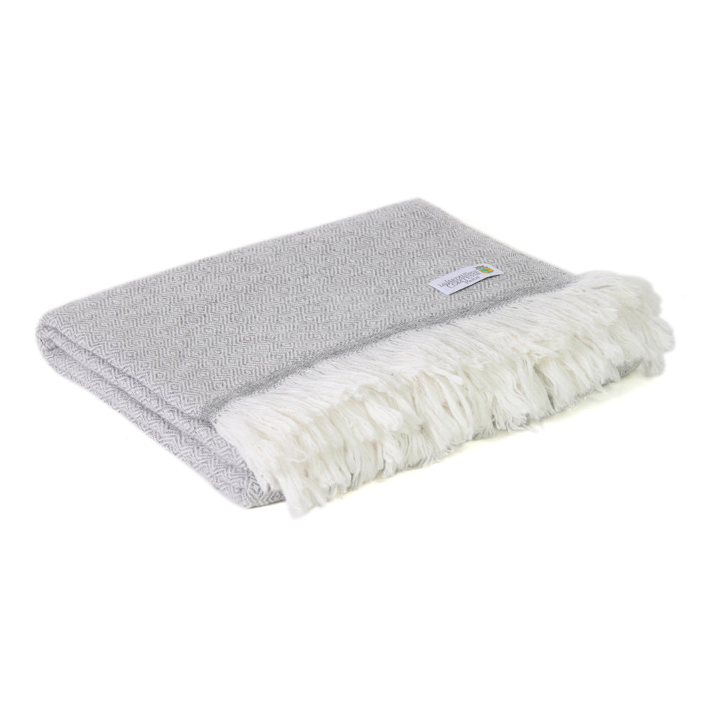 Plaid leggero cashmere e lana Grigio Topo motivo Diamante