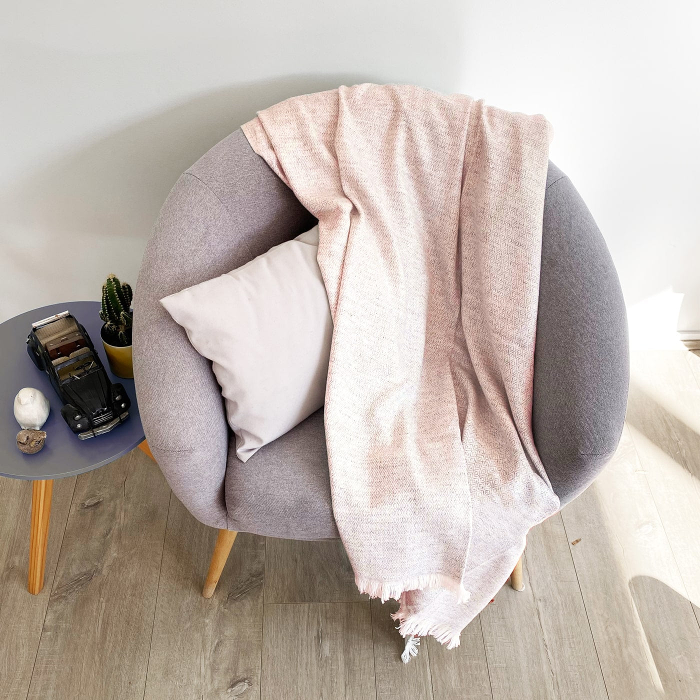 Plaid leggero cashmere e lana Cammelo motivo Diamante