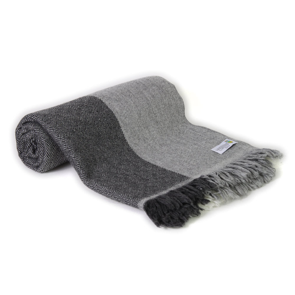 Plaid leggero cashmere e lana con righe Grigio motivo Diamante