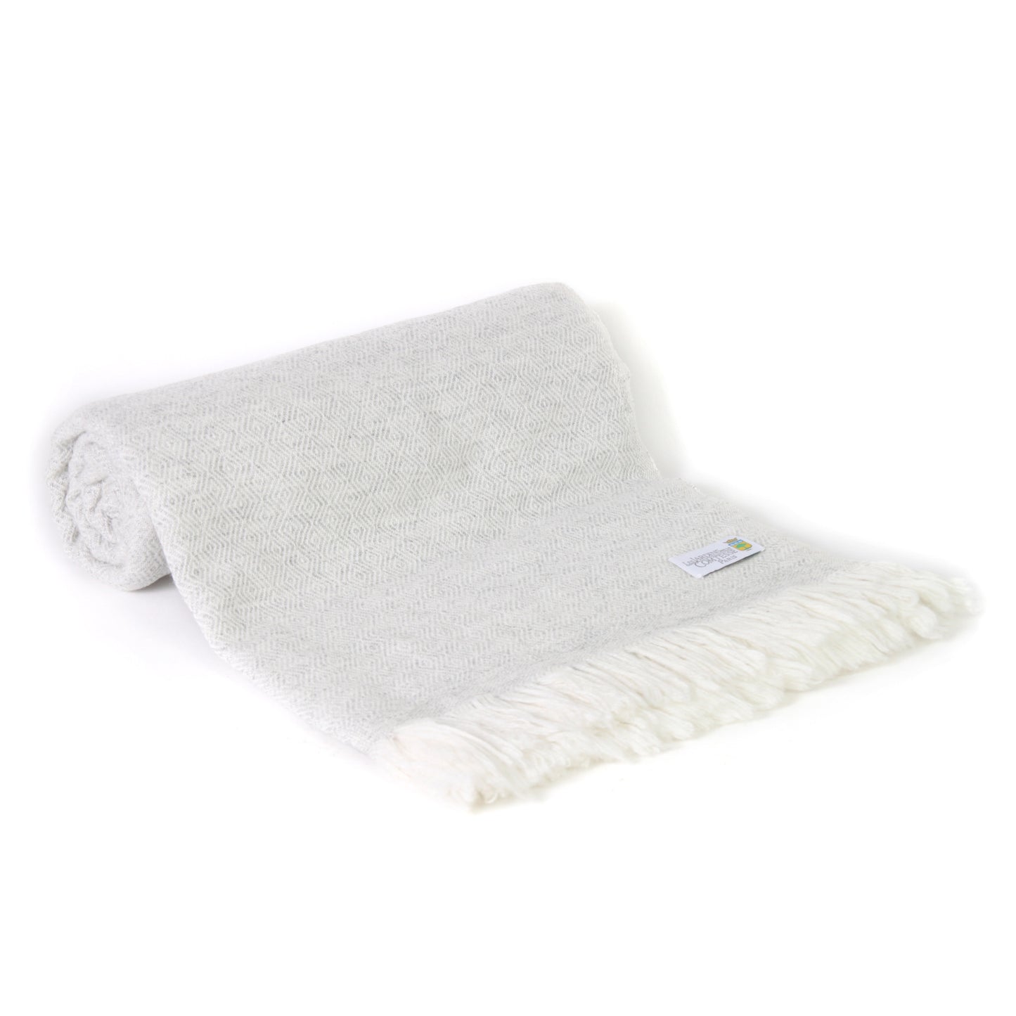 Plaid leggero cashmere e lana Grigio Argentato motivo Diamante