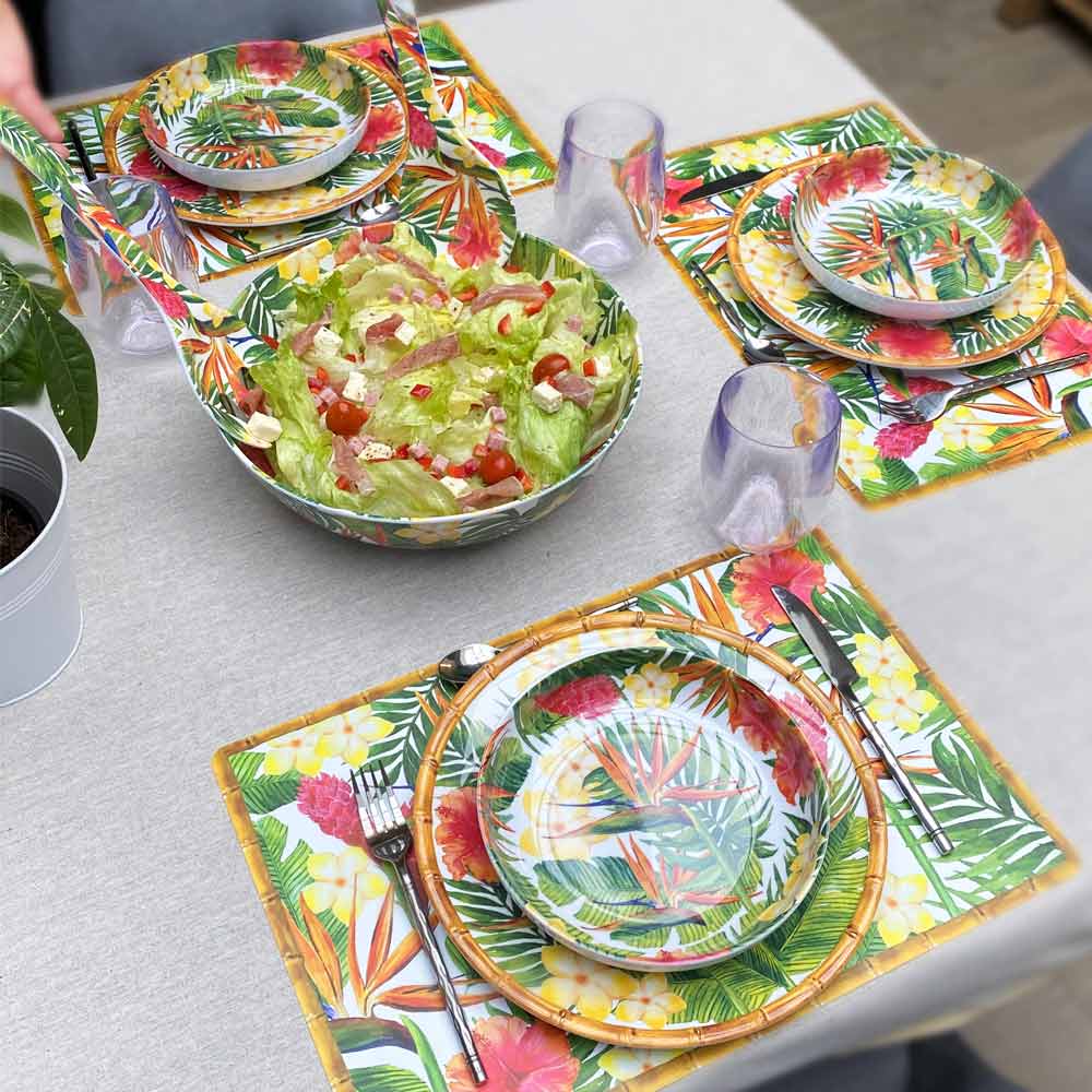 Piatto da minestra in pura melamina fiori - Ø 20 cm