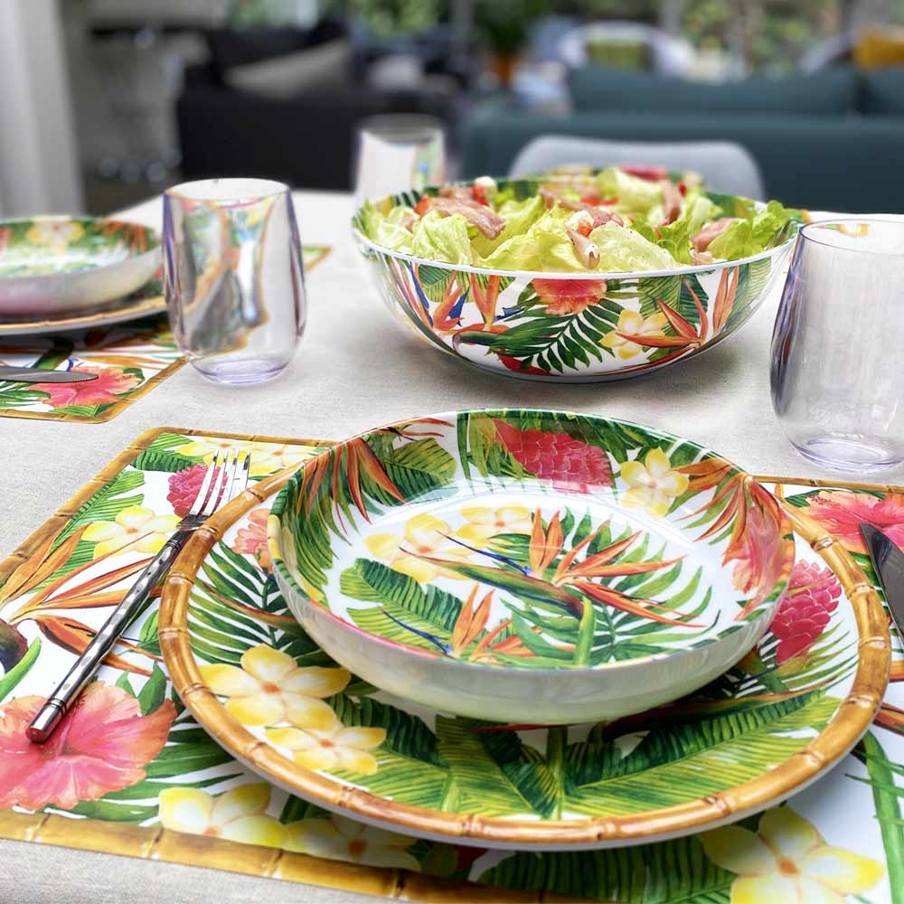 Piatto da minestra in pura melamina fiori - Ø 20 cm