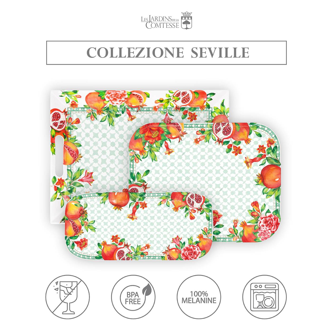 Piccolo vassoio da presentazione rettangolare in melamina melograno - 33 x 26 cm