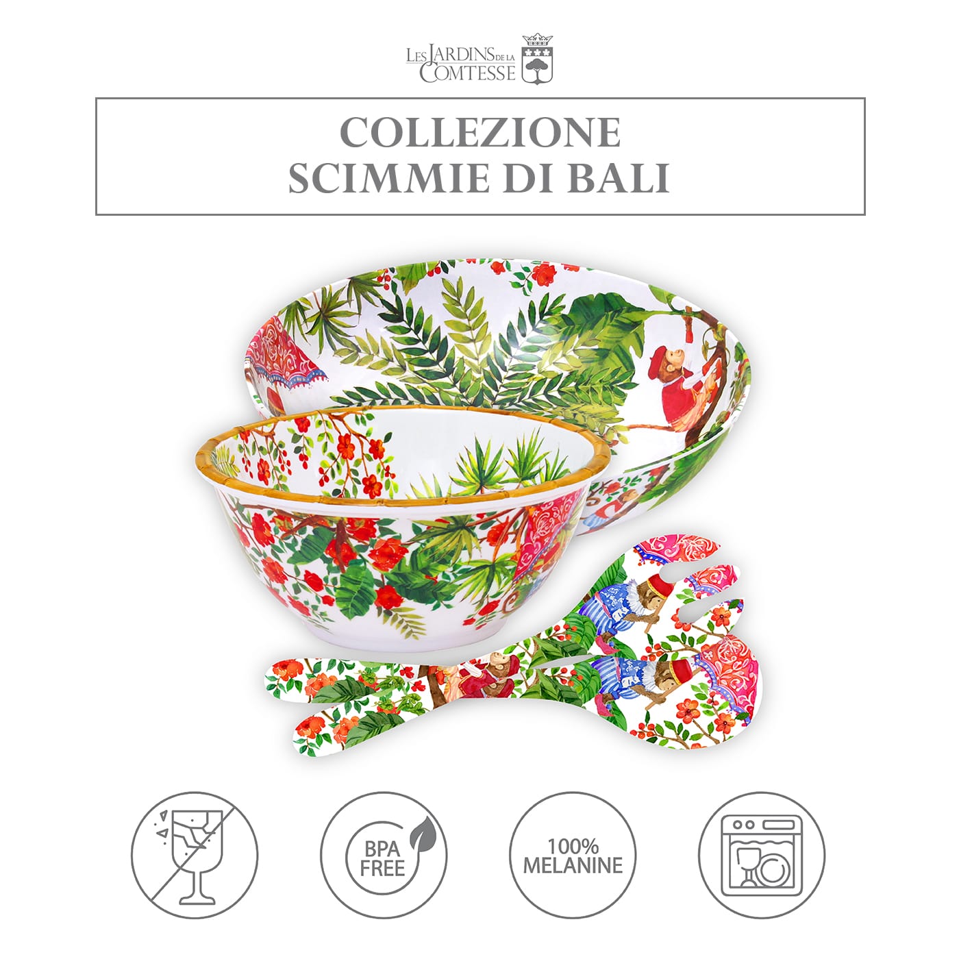 Insalatiera Grande in melamina scimmie - Ø 31 cm