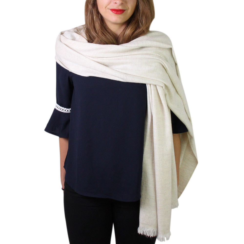 Stola/pashmina donna Beige Mandorla motivo Diamante