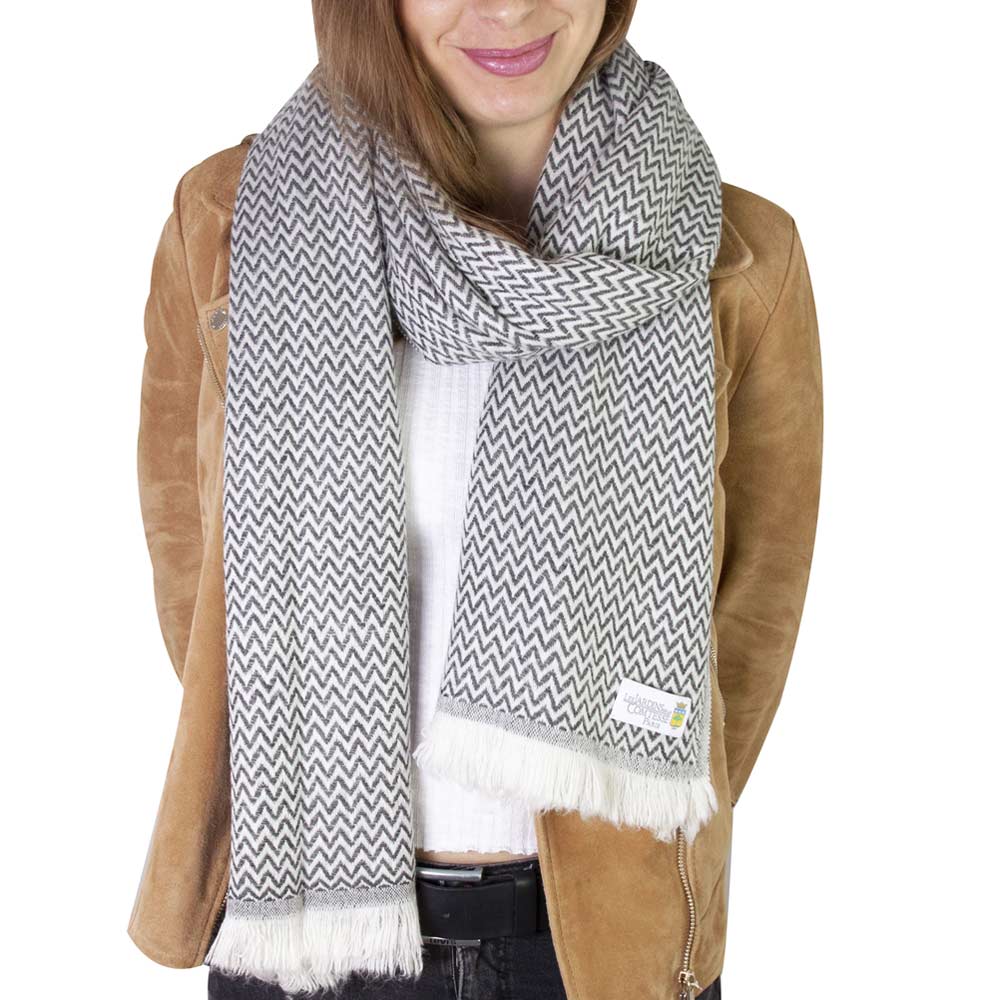 Stola/pashmina con piccoli motivi a spina di pesce Grigio Antracite