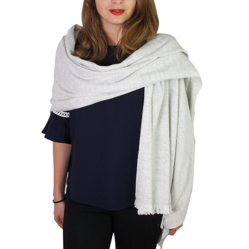 Stola/pashmina donna Grigio Argentato motivo Diamante