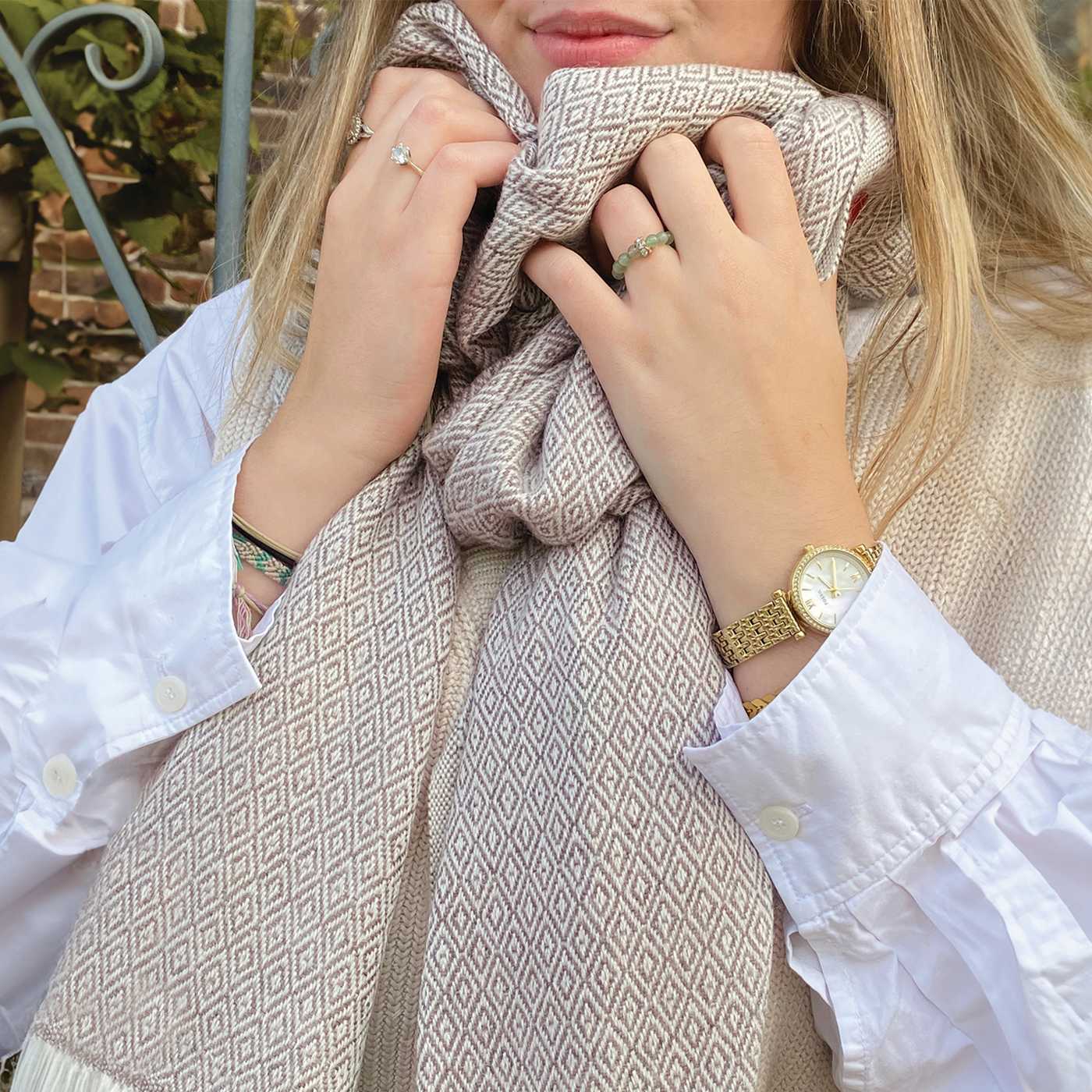 Stola/pashmina donna Marrone Glassato motivo Diamante