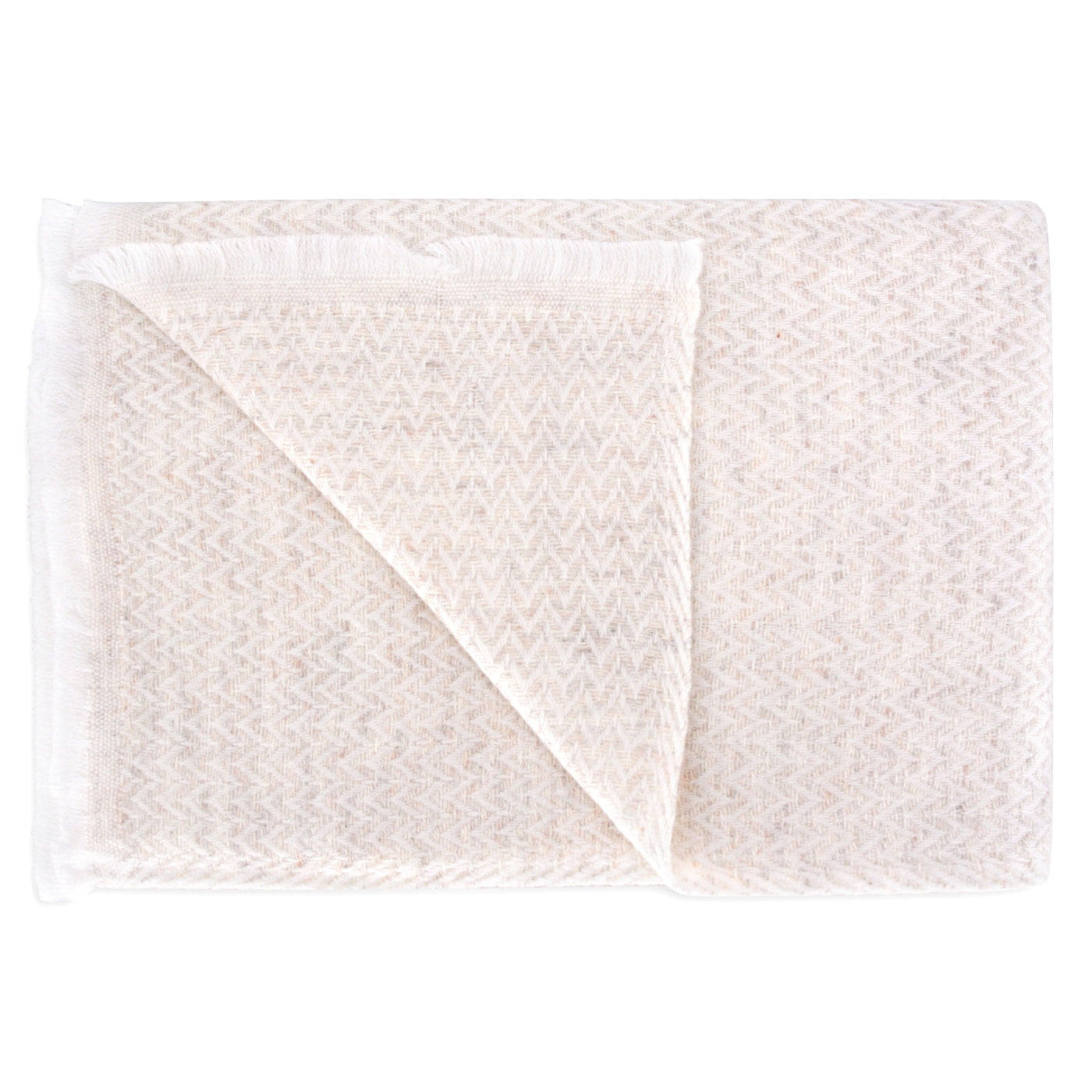 Stola/pashmina con piccoli motivi a spina di pesce Beige Mandorla