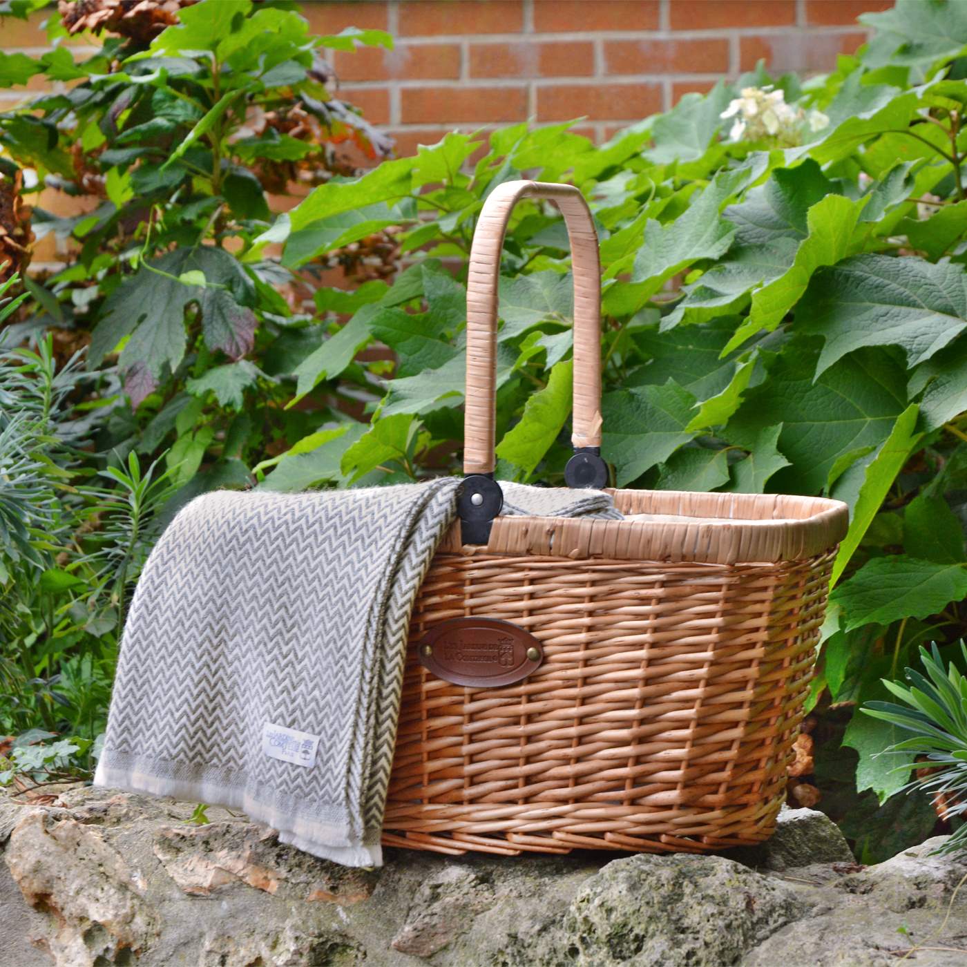 Stola/pashmina con piccoli motivi a spina di pesce Grigio Topo