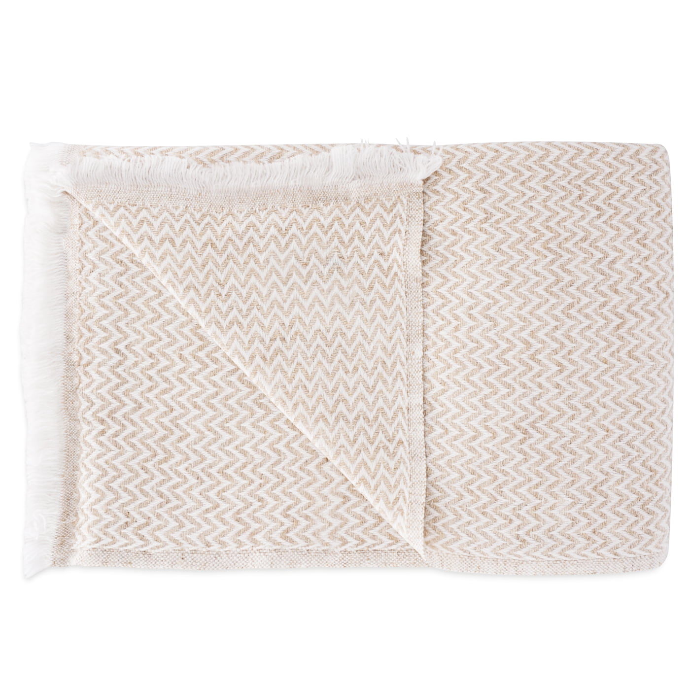 Stola/pashmina con piccoli motivi a spina di pesce Cammello