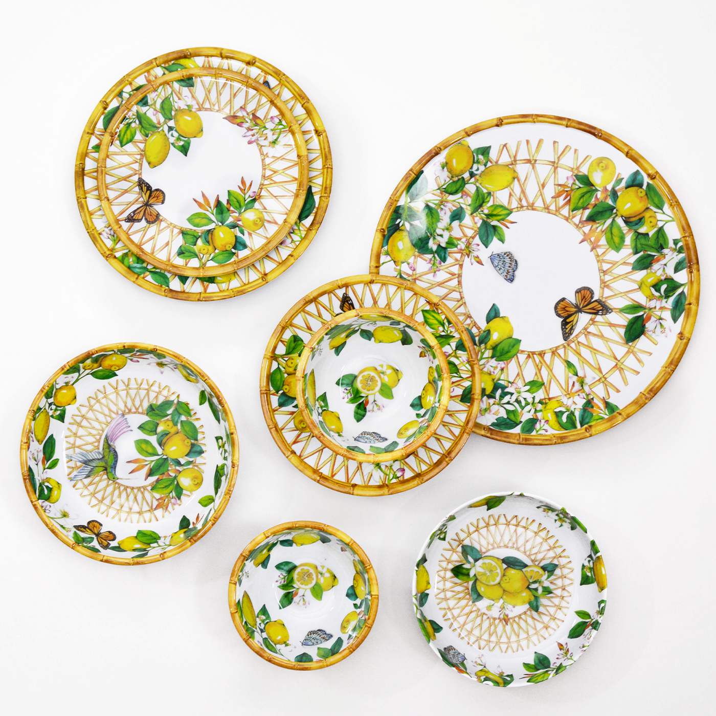 Vassoio grande con maniglie in melamina limone - 50 x 36 x 5 cm