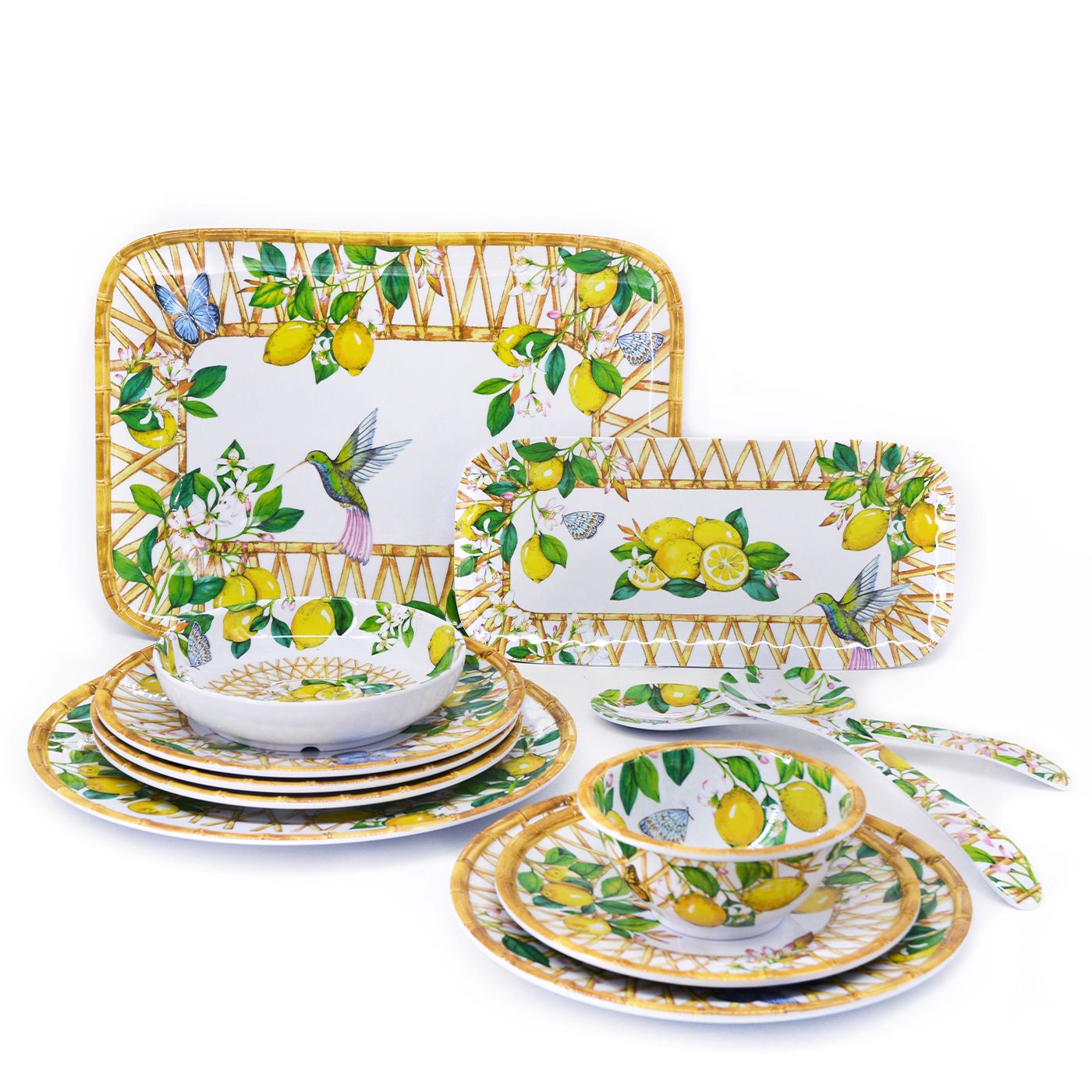 Vassoio grande con maniglie in melamina limone - 50 x 36 x 5 cm