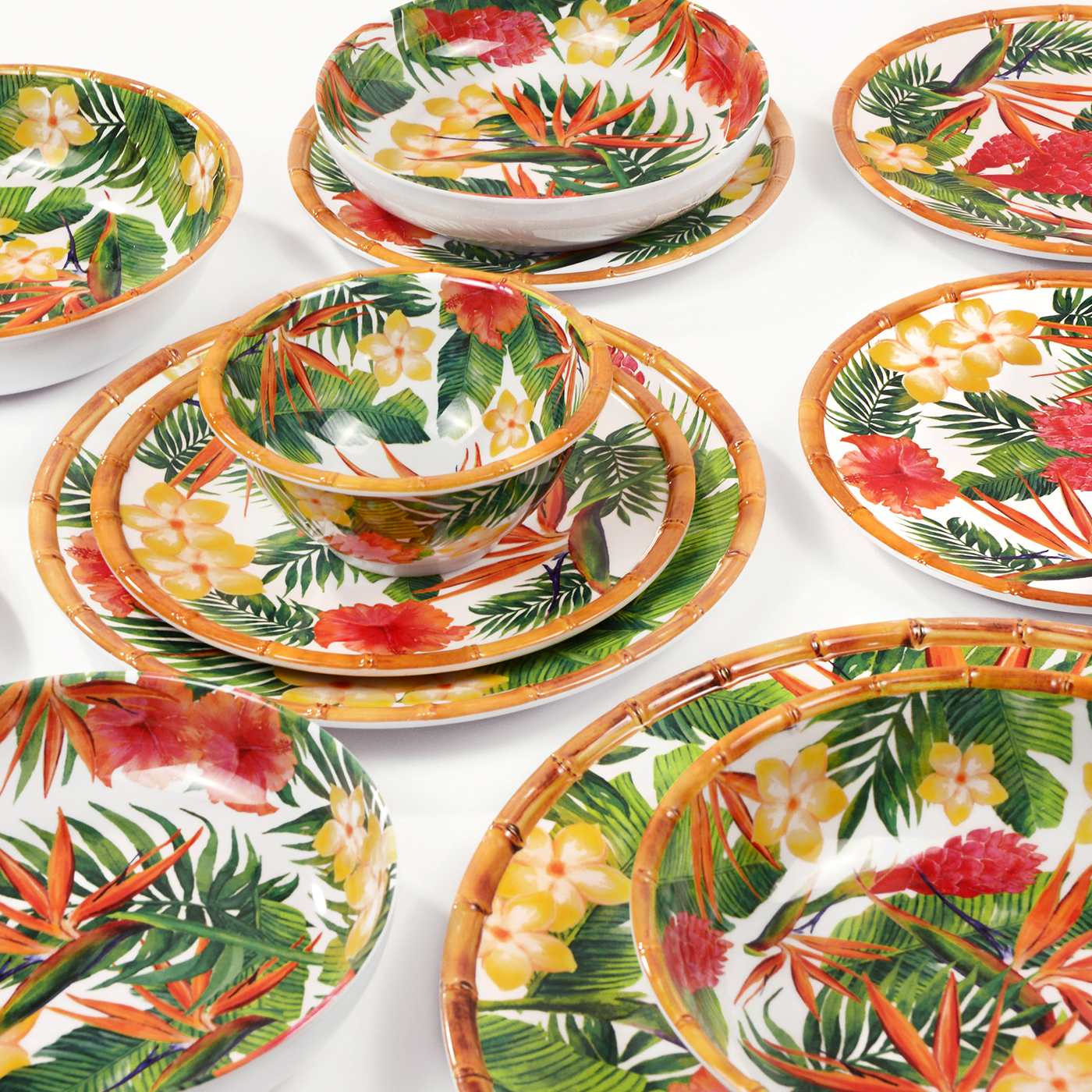 Insalatiera Grande Fonda in pura melamina fiori - Ø 25 cm