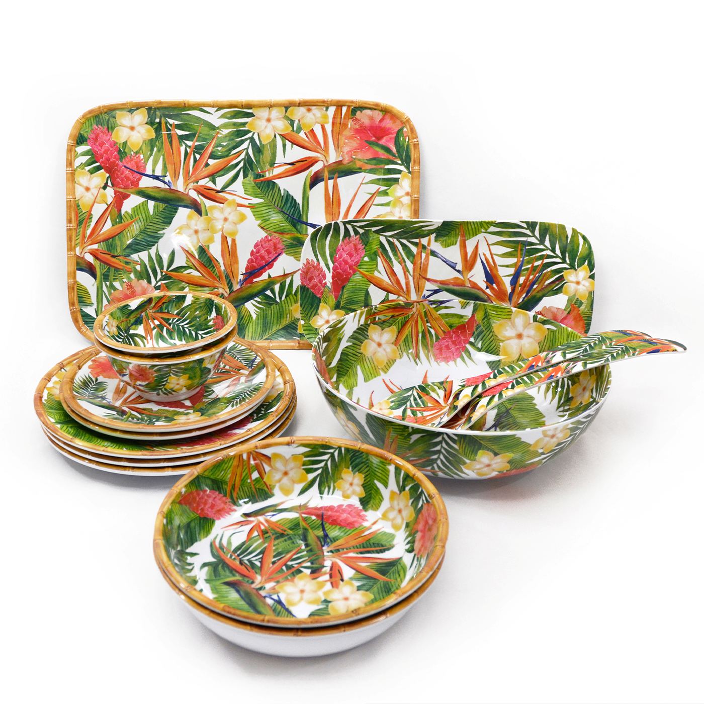 Vassoio tondo in melamina fiori - Ø 35,5 cm