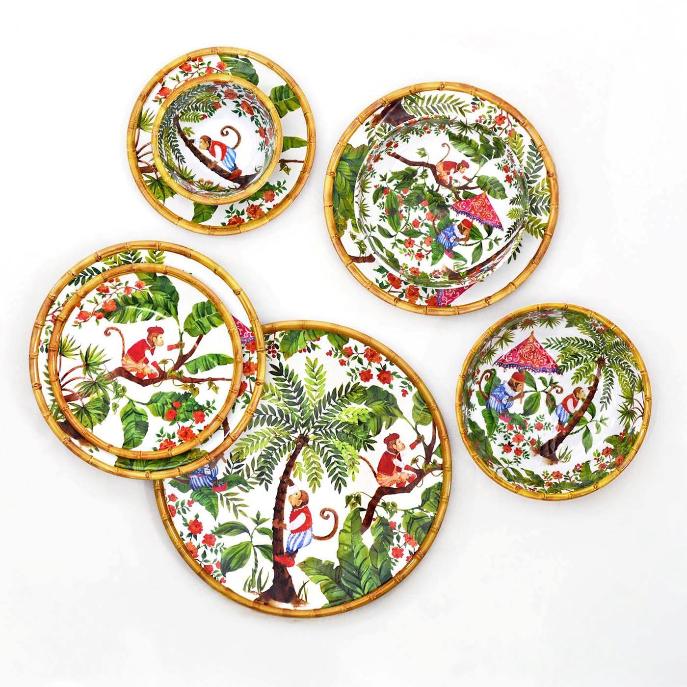 Vassoio tondo in melamina scimmie - Ø 35,5 cm