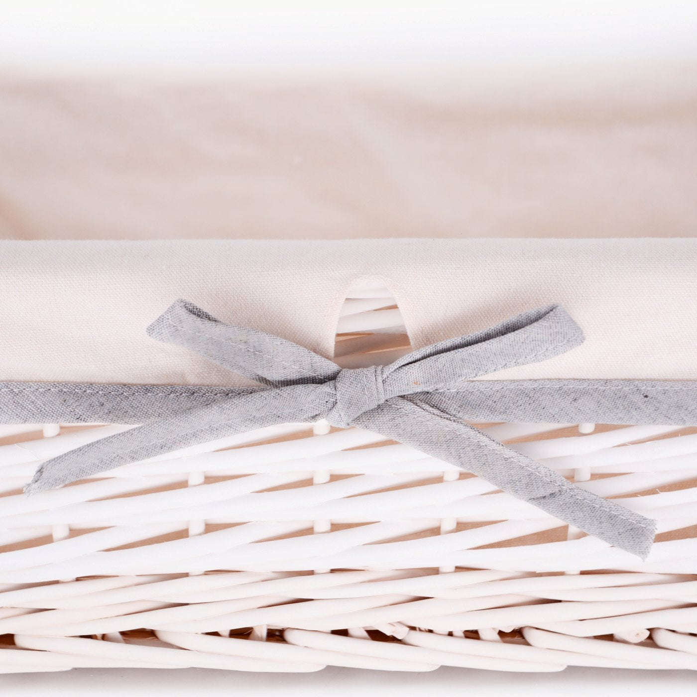 Set di 4 ceste portaoggetti in vimini bianco - Tessuto bianco