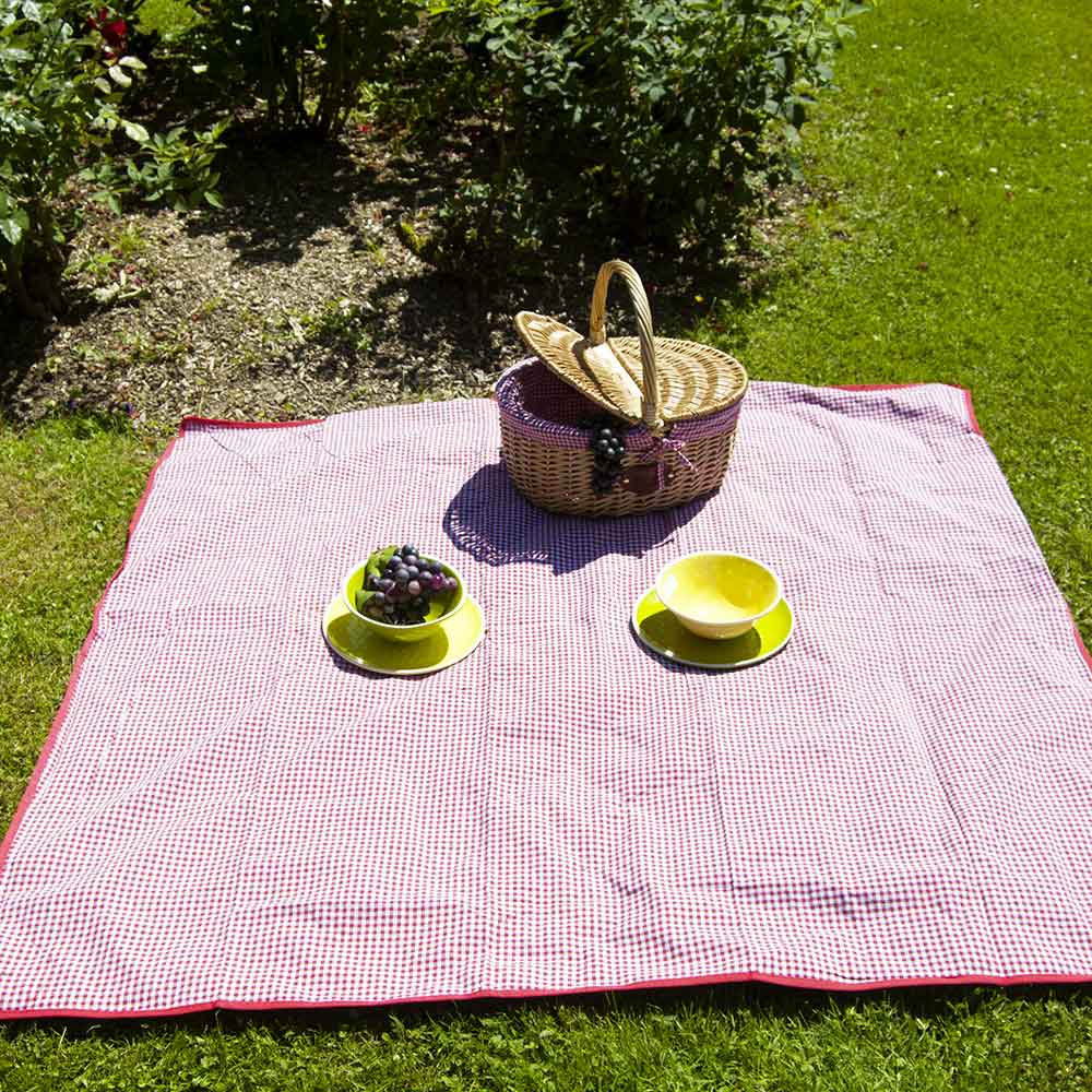 Tovaglia da picnic a piccoli quadri rossi (140 x 140 cm)