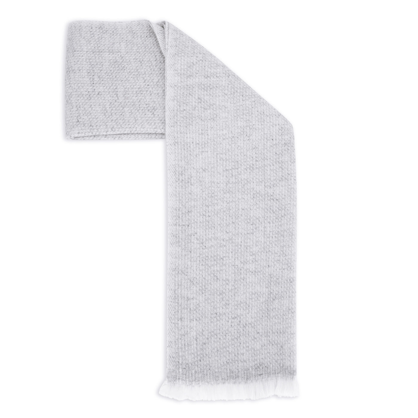Sciarpa da uomo e donna in cashmere e lana 40 x 190 cm - Grigio argento / Bianco