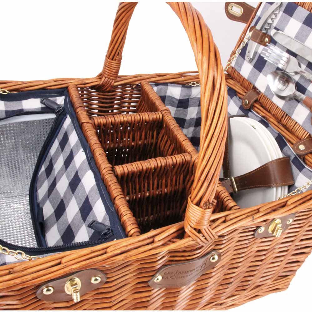 Cestino da picnic "Saint-Germain" - quadri bianchi e blu - 4 persone