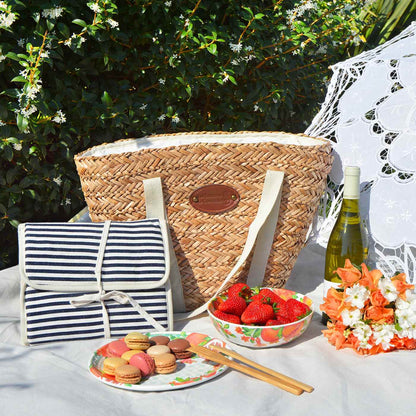 Borsa da spiaggia picnic Riviera lino - 4 persone