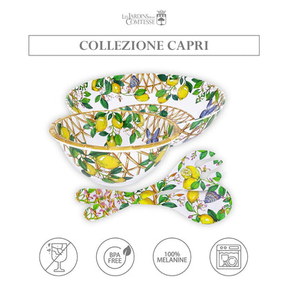 Coppia posate per insalata in melamina limone - 33 cm